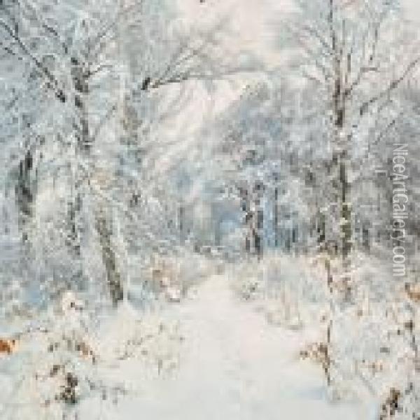 A Winter Day In The Forest With Newly-fallen Snow Oil Painting - Hans Anderson Brendekilde