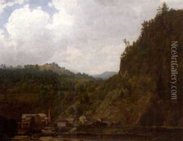 Mill In The Adirondacks Oil Painting - Joseph Vollmering