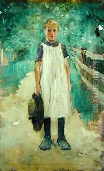 A Farmgirl Oil Painting - Thomas Ludwig Herbst