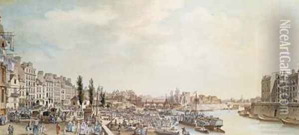 View of the Port Saint-Paul Paris Oil Painting - Louis-Nicolas de Lespinasse