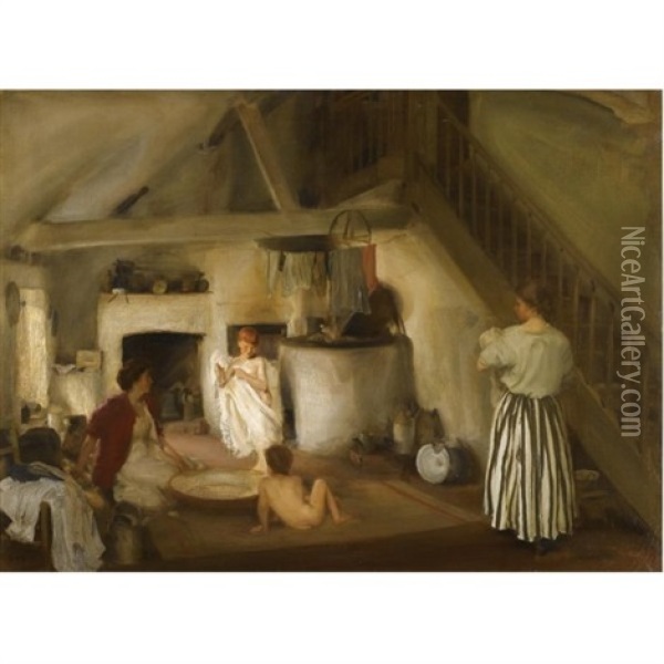 Bathtime Oil Painting - Charles Sims