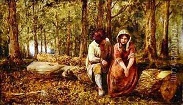 The Woodmans Courtship Oil Painting - John H. Dell