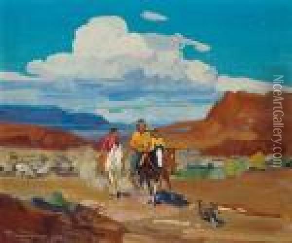Navajoland Oil Painting - Frank Tenney Johnson