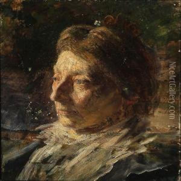 Portrait Of A Lady Oil Painting - Bertha Wegmann