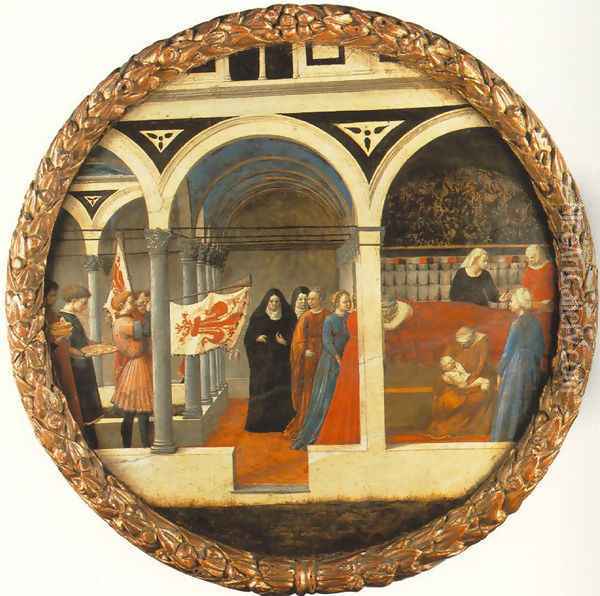 Plate of Nativity (Berlin Tondo) 1427-28 Oil Painting - Masaccio (Tommaso di Giovanni)