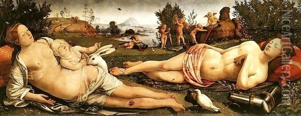 Venus, Mars, and Cupid 1490 Oil Painting - Piero Di Cosimo