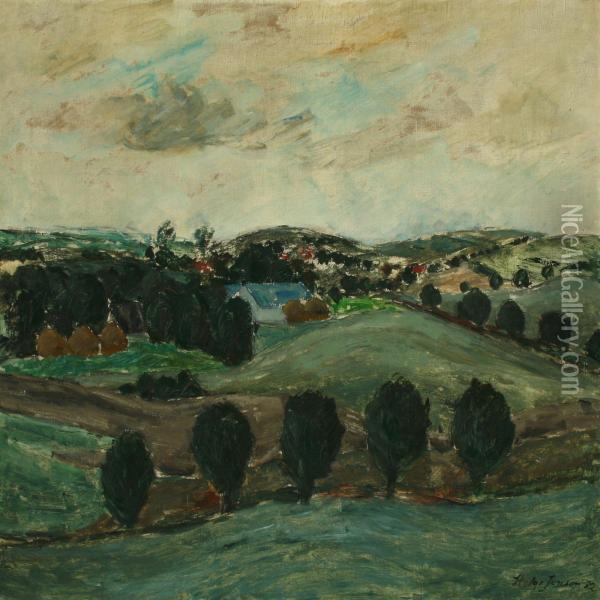 Hilly Landscape Oil Painting - Eigil Wendelboe Jensen