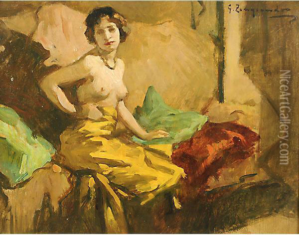 Donna Tra I Cuscini Oil Painting - Giovanni Zangrando