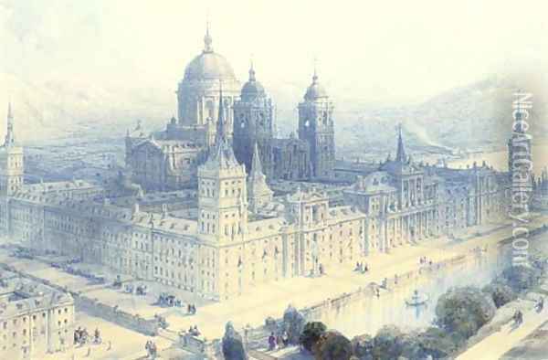 The Palace of the Escorial, near Madrid, Spain Oil Painting - David Roberts