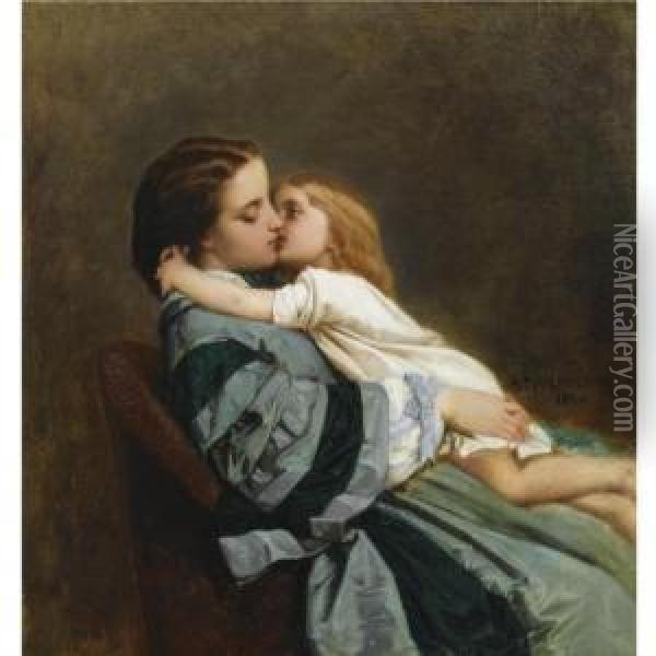 Maternal Love Oil Painting - Auguste Toulmouche