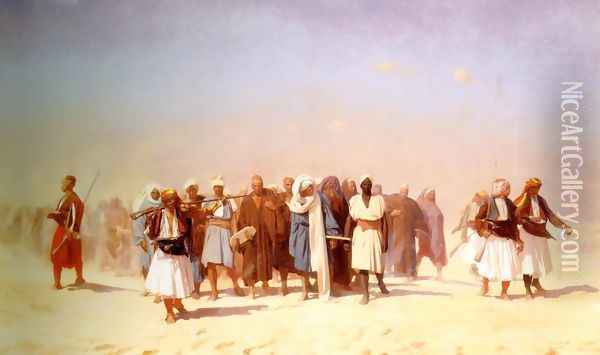 Egyptian Recruits Crossing The Desert Oil Painting - Jean-Leon Gerome