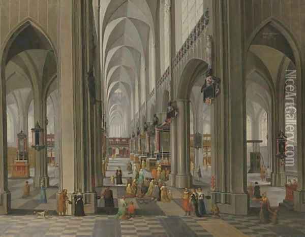 The interior of a Cathedral Oil Painting - Peeter, the Younger Neeffs