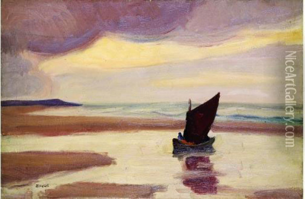 La Cote Vers Saint Valery, Circa 1930 Oil Painting - Jules Emile Zingg