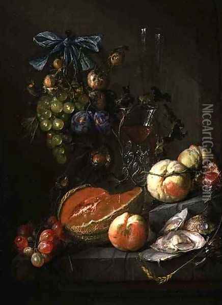 Still Life of Fruit and Oysters Oil Painting - Cornelis De Heem