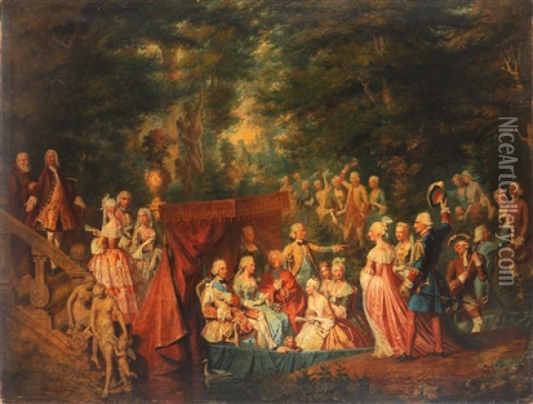 Sposi Della Casa Reale Di Francia Oil Painting - Louis Tocque