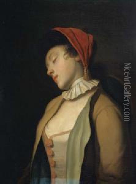 A Sleeping Young Girl Oil Painting - Pietro Antonio Rotari