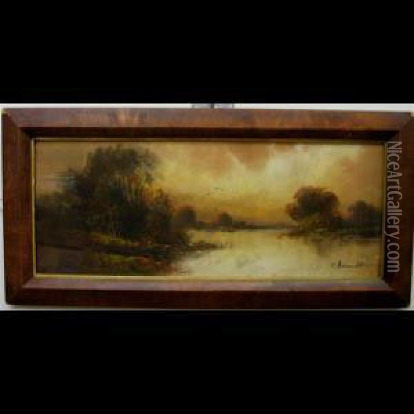 Riverscape At Dusk Oil Painting - Robert Winthrop Chandler