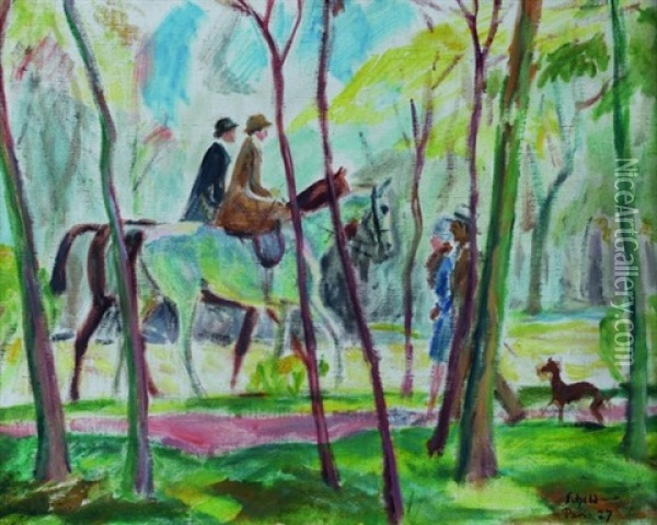 Reiter Im Bois De Bologne Oil Painting - Karl Scheld