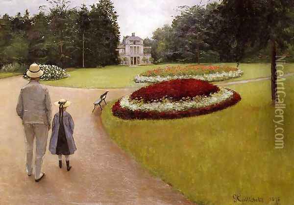 The Park On The Caillebotte Property At Yerres Oil Painting - Gustave Caillebotte