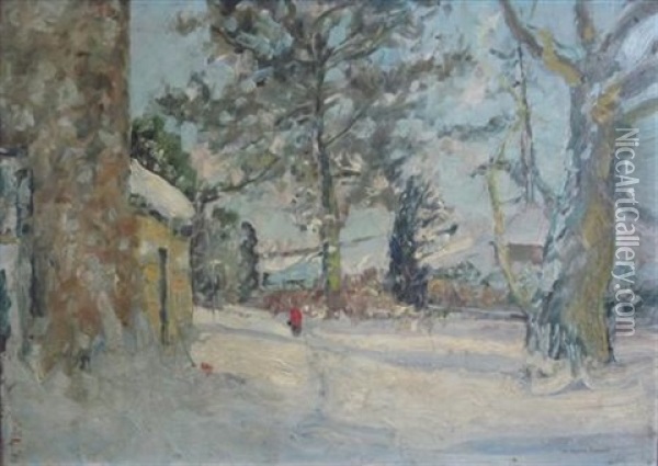 Snow In A Speyside Garden Oil Painting - William Arthur Carrick