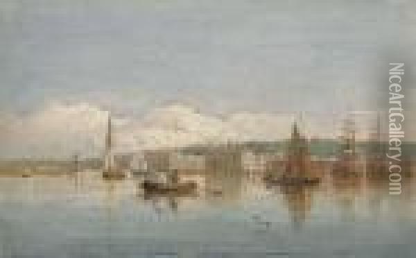 Greenwich Hospital From The Thames Between Deptford And Millwall, At Low Tide Oil Painting - David I Cox