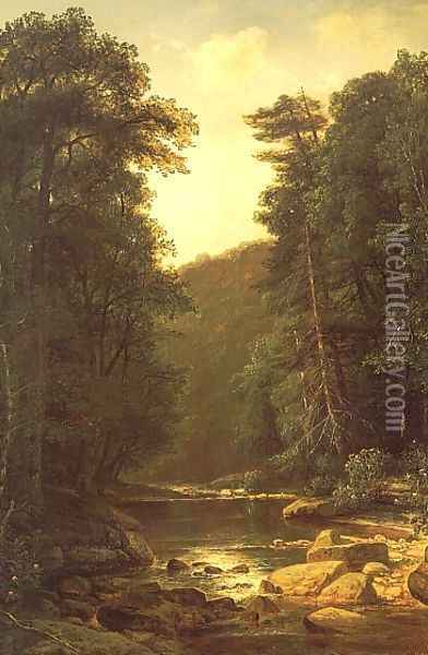 Woodland Stream Oil Painting - George Hetzel