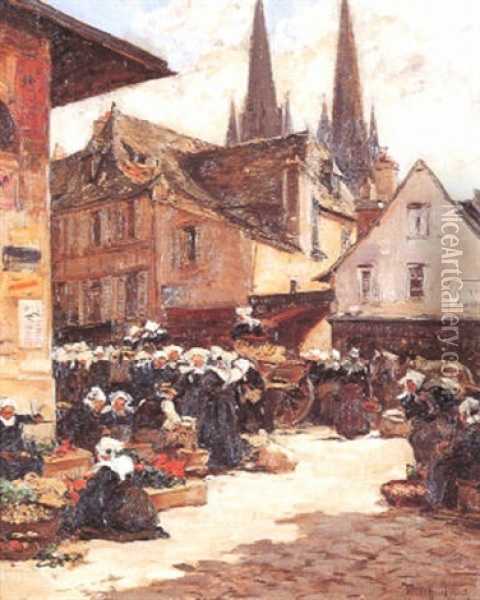 Breton Market Oil Painting - Fernand Marie Eugene Legout-Gerard