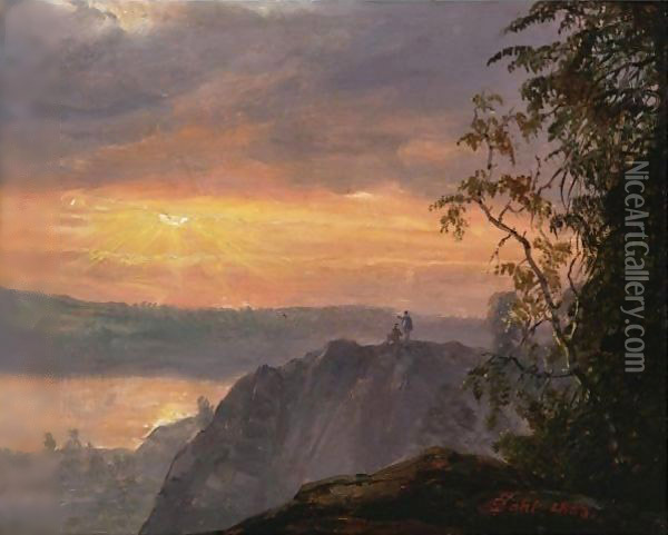 Landscape In Evening Light Oil Painting - Johan Christian Clausen Dahl