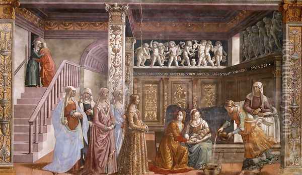 02, Birth of Mary Oil Painting - Domenico Ghirlandaio