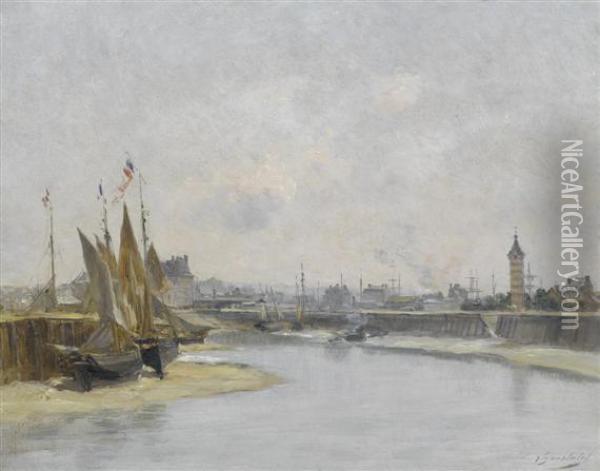 Harbour Scenes. Oil Painting - Charles Lapostolet