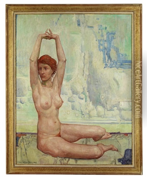 Sitzender Frauenakt Mit Erhobenen Armen Oil Painting - Wilhelm (William) Mueller