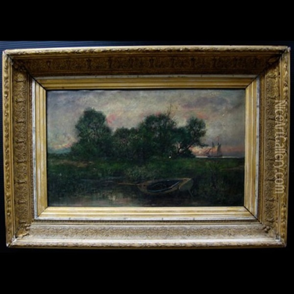 Landscape With Forgotten Boat Oil Painting - James Macdonald Barnsley