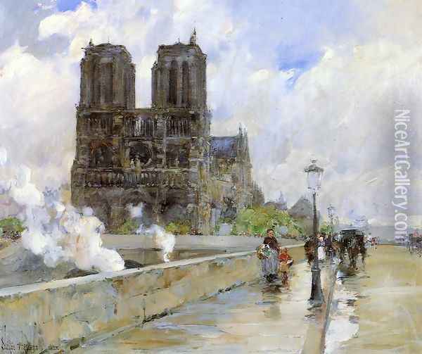 Notre Dame Cathedral, Paris, 1888 Oil Painting - Frederick Childe Hassam