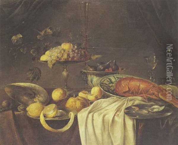 Nature Morte Aux Fruits Et Homard Oil Painting - Alexander Coosemans