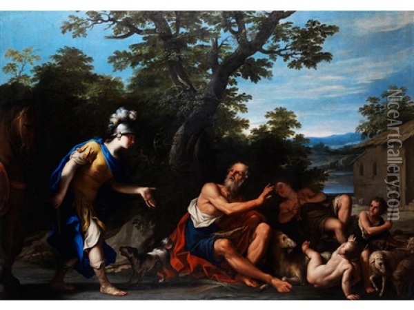 Alexander Der Grosse Bei Dem Philosophen Aristoteles Oil Painting - Baldassare Franceschini