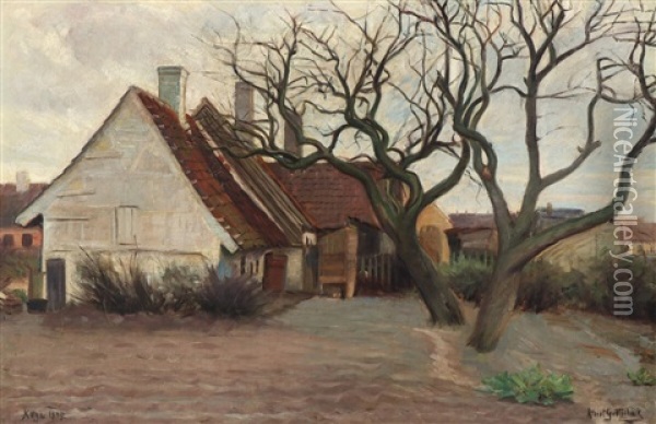 Scenery With Houses Near Koge Oil Painting - Albert Gottschalk