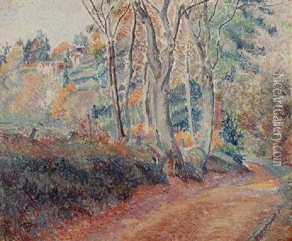 Footpath In November, Greyshott Oil Painting - Lucien Pissarro