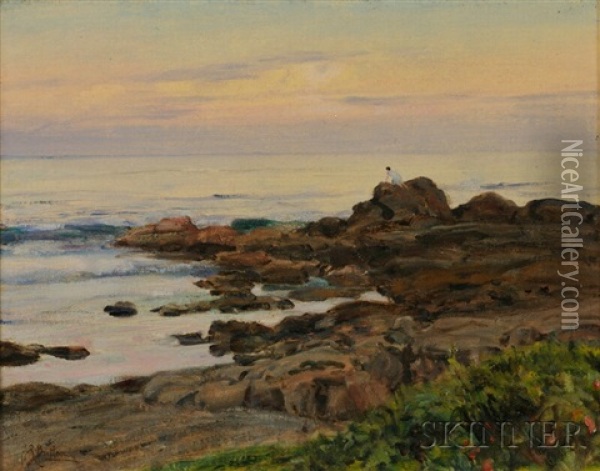 Figure Along The Maine Coastline Oil Painting - Howard Russell Butler