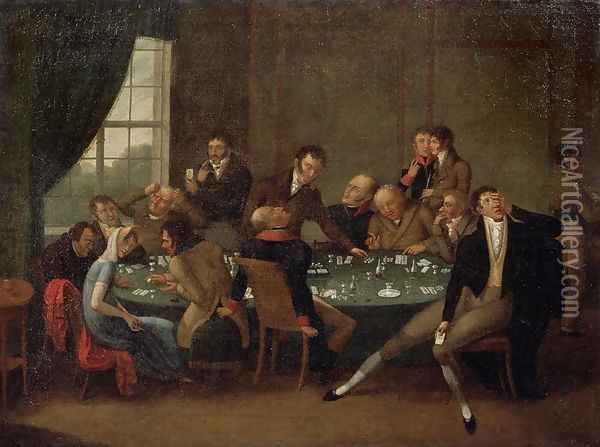 The Gambling House Oil Painting - Anonymous Artist