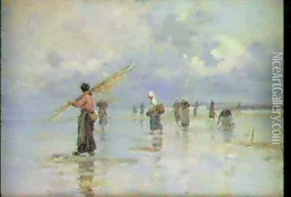 Les Pecheuses En Bretagne Oil Painting - Fernand Marie Eugene Legout-Gerard