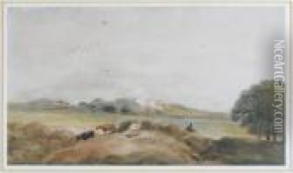 Landscape With Cattle Oil Painting - Peter de Wint