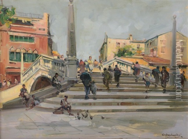 Ponte Delle Guglie, Venezia Oil Painting - Cesare Gheduzzi
