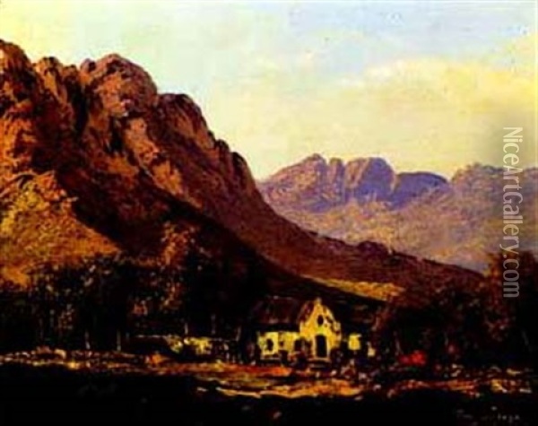 A Cape Dutch House In The Mountains Oil Painting - Tinus de Jongh