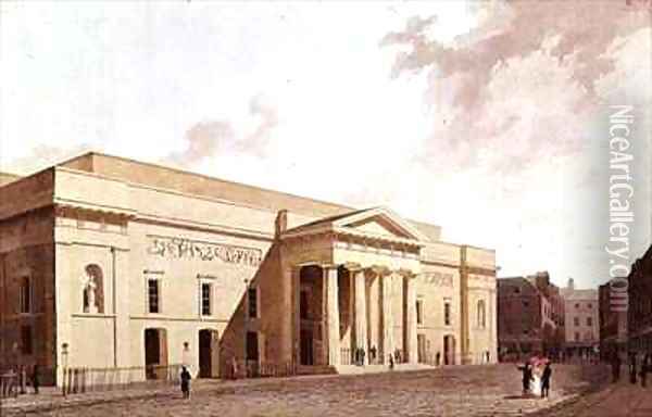 East Front of the 2nd Covent Garden Theatre Oil Painting - William Daniell RA