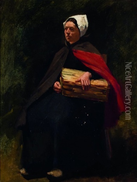 Peasant Woman Carrying Firewood Oil Painting - Jozef Israels
