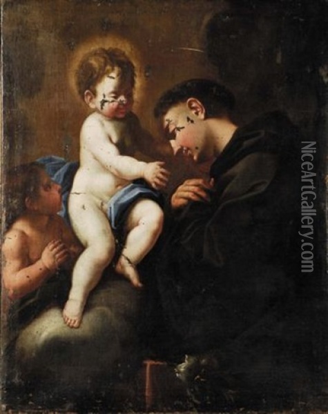 Sant'antonio Con Bambino E San Giovannino Oil Painting - Ludovico Mazzanti