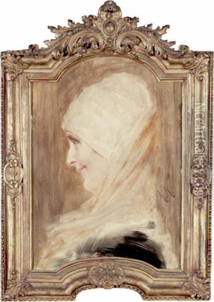 Portrait Of A Woman Oil Painting - Ludwig Knaus