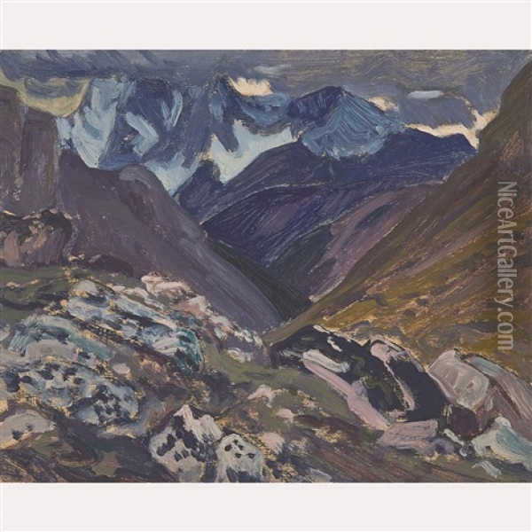 Mt Goodsir Under Cloud Oil Painting - James Edward Hervey MacDonald