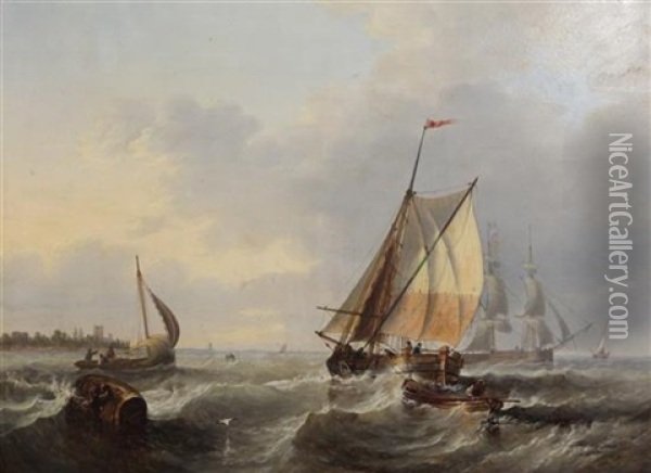 Scene Off The Dutch Coast Oil Painting - John Wilson Carmichael