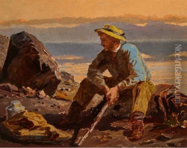 Le Repos Du Voyageur Oil Painting - Henry Sandham